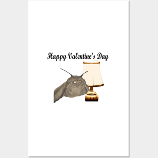 Valentine’s Day Moth and Lamp Posters and Art